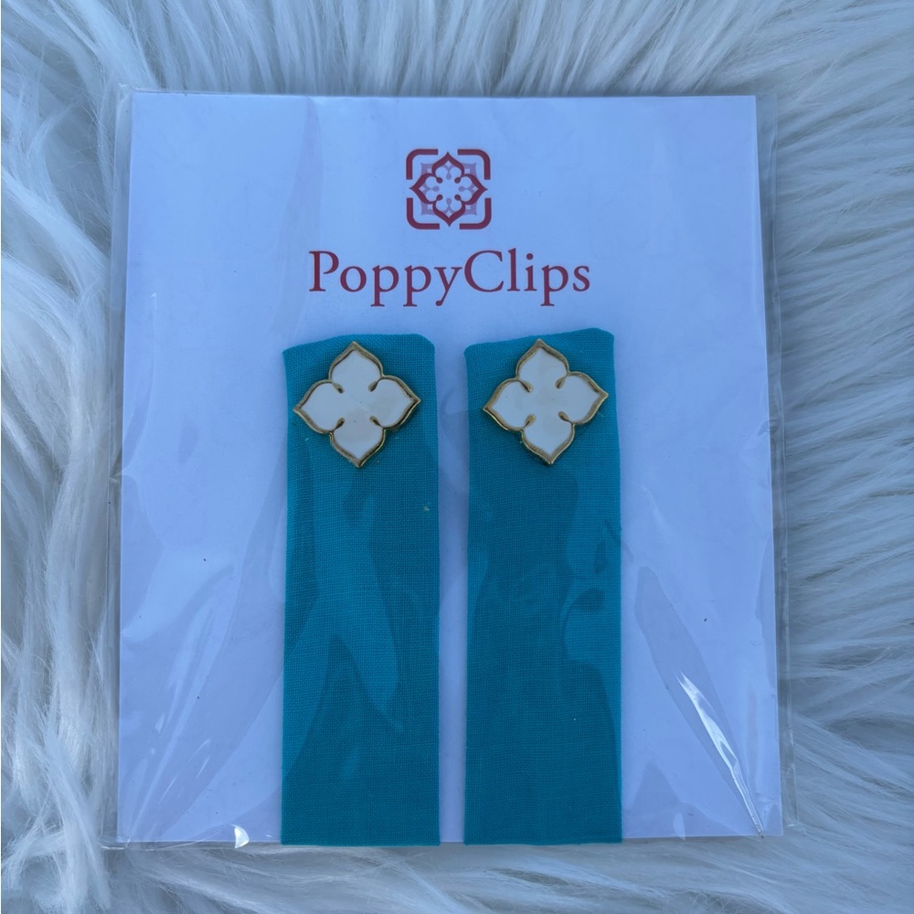 PoppyClips Teal Clips with White Accent new in package